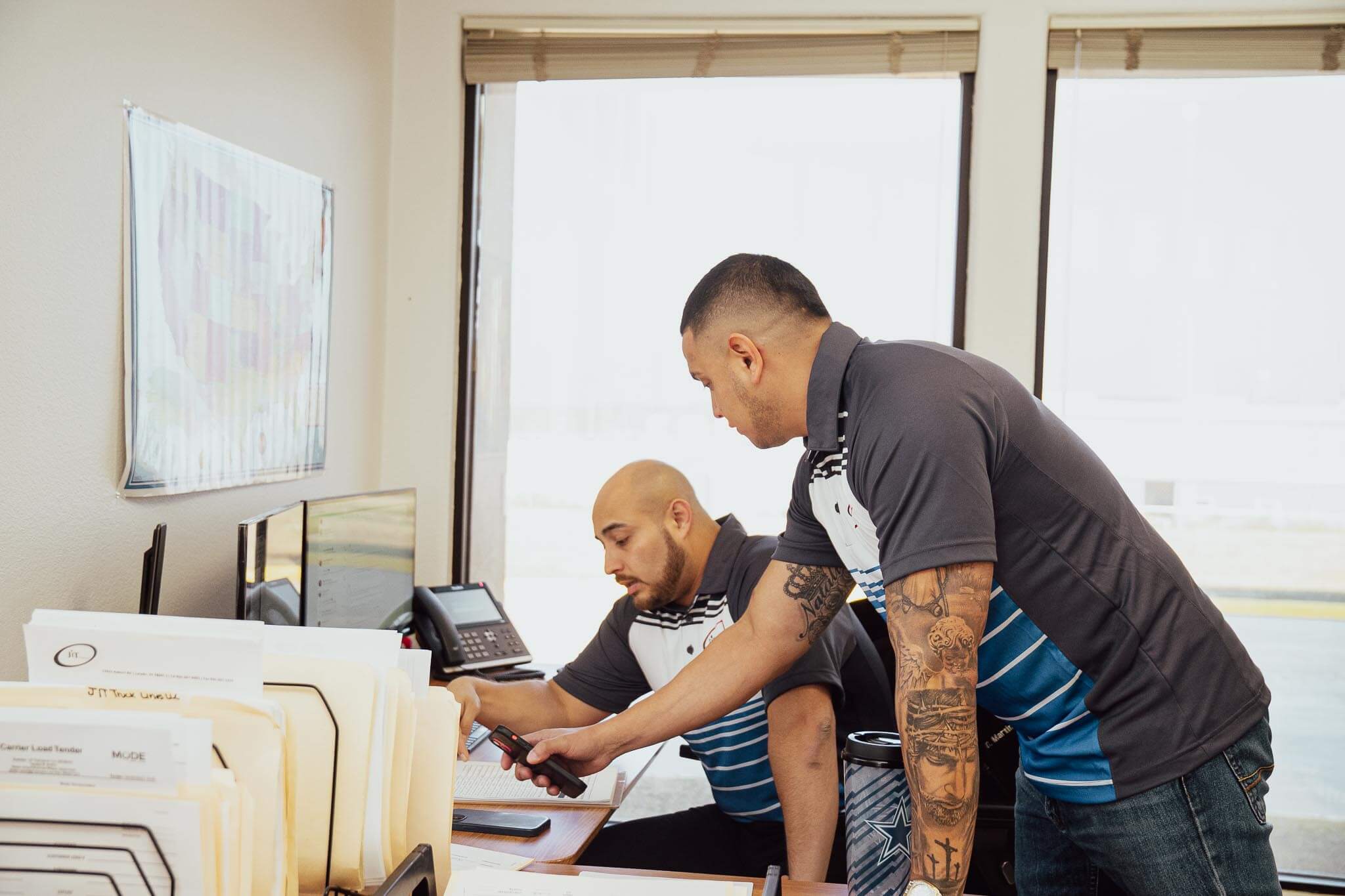 jit office with trucks parked