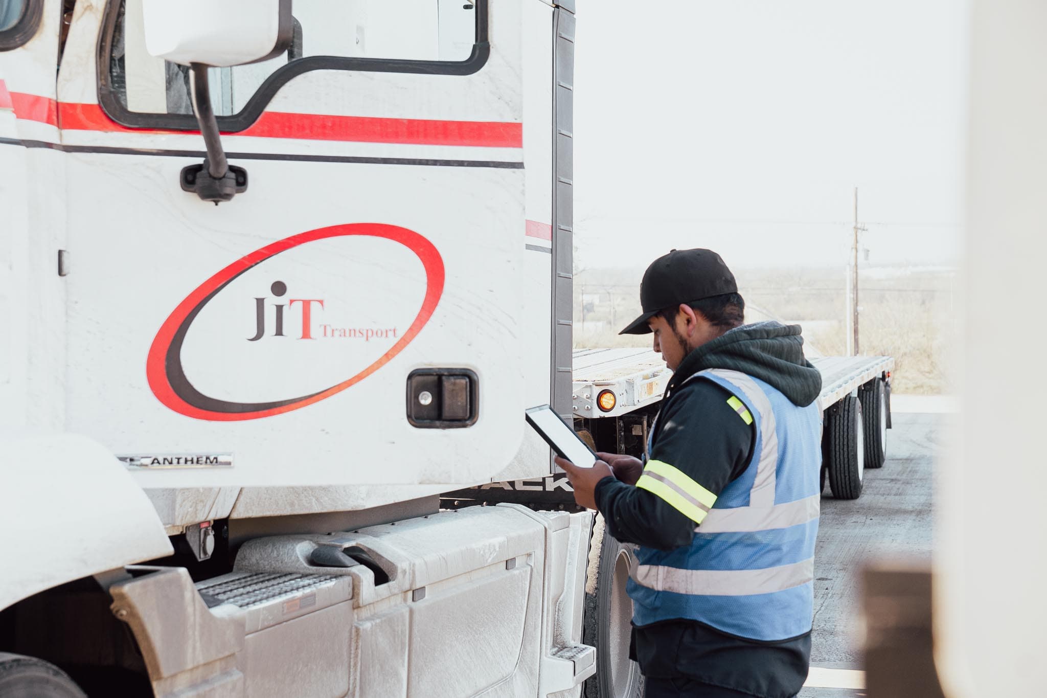 jit office with trucks parked